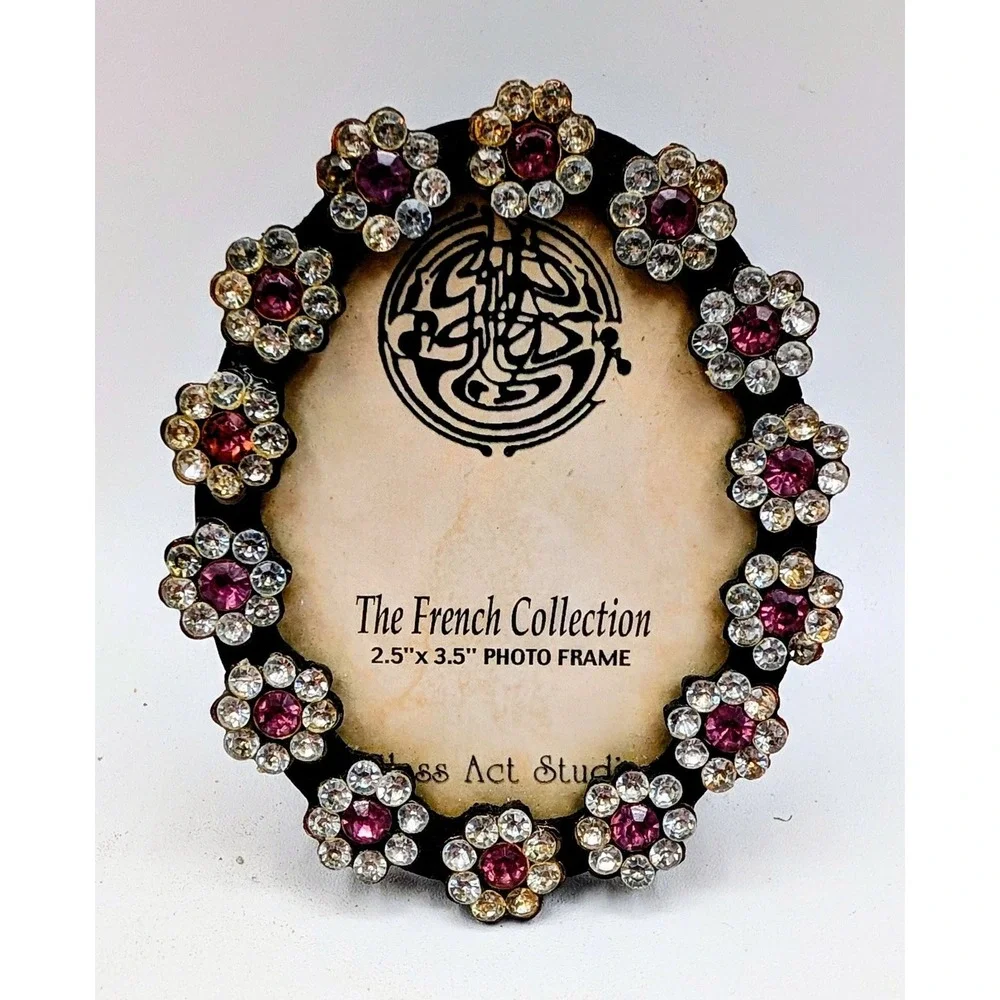 Class Act Studios French Collection Rhinestone Flower Oval Photo Frame 2.5x3.5